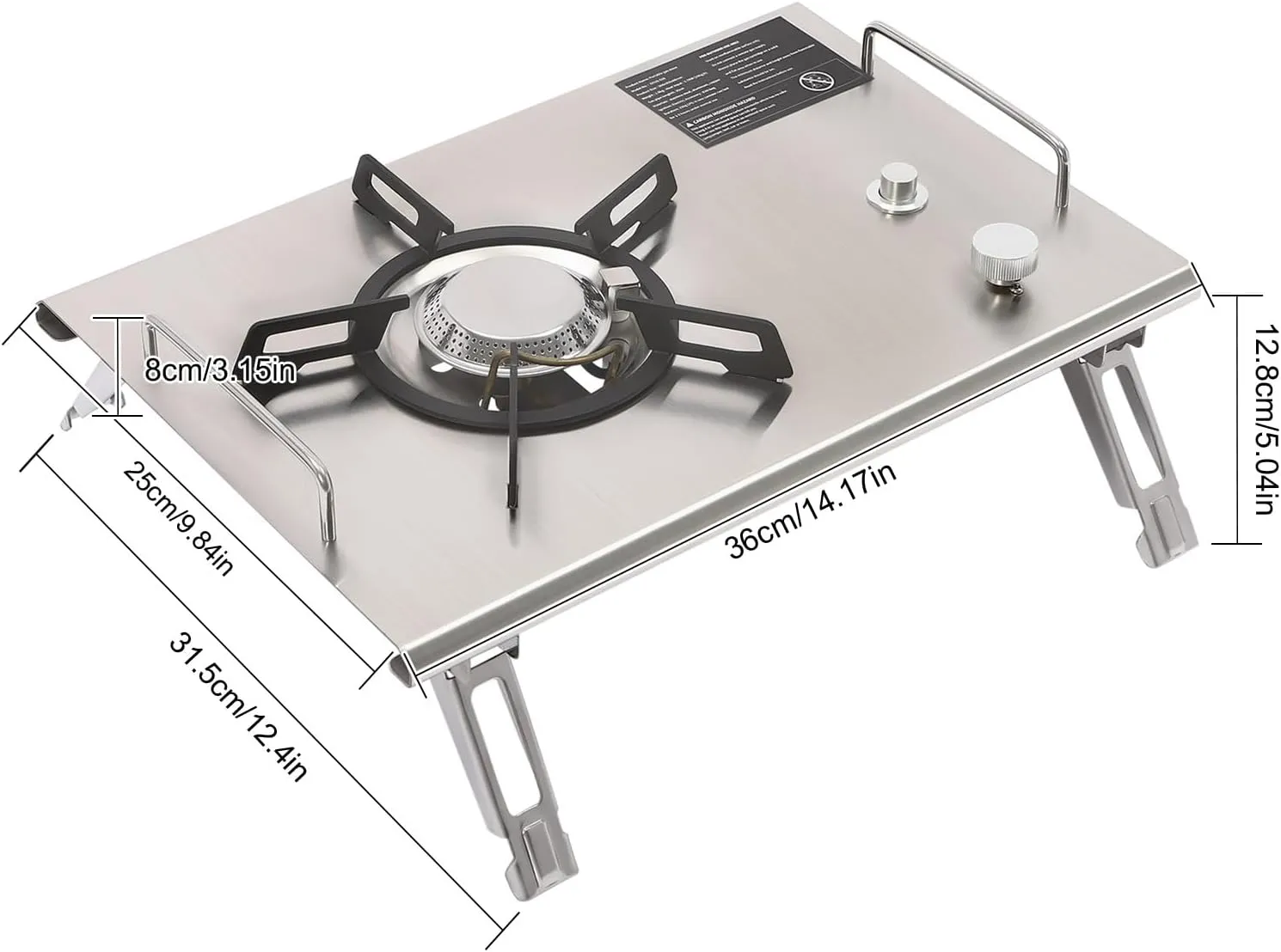 Foldable Camping Gas Stove W/Storage Bag Portable 13648 BTU Gas Stove Silver Stainless Steel Folding Single-Burner Gas Stove Electronic Ignition Outdoor Camping Cooking Stove Tabletop Portable Stove
