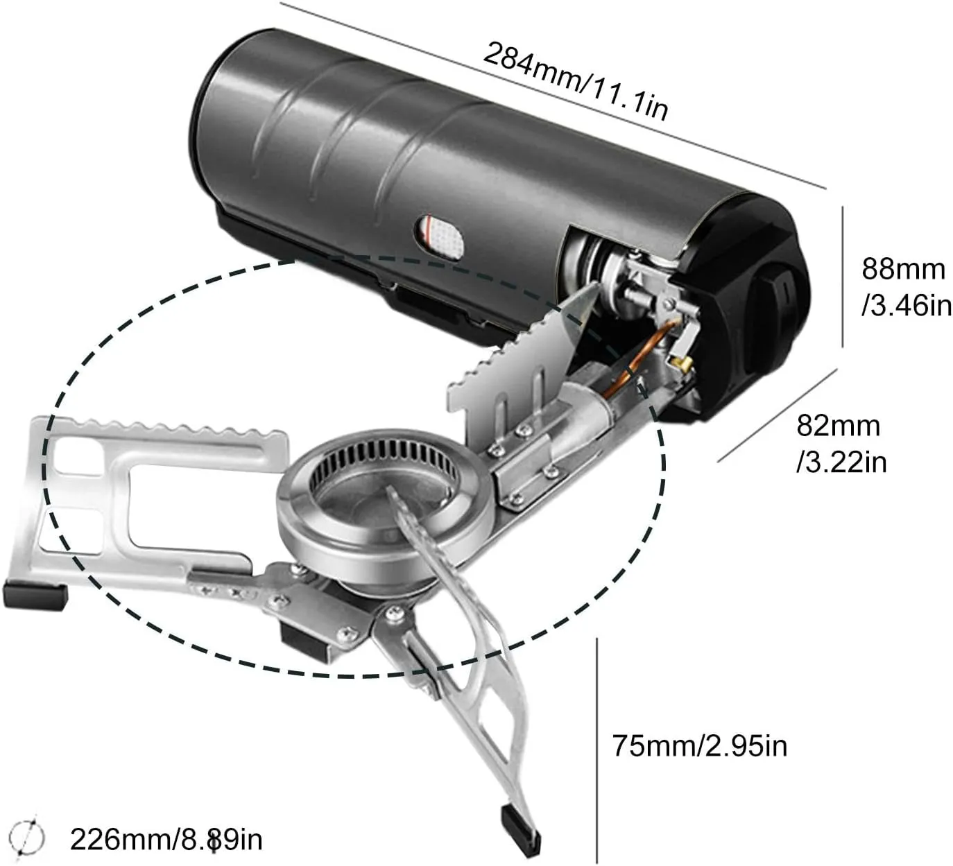 Foldable Camping Stove with Storage Bag - Metal Camp Stove 2600w | 3 Gears Adjustable Camp Travel Stove | Portable Stove | Outdoor Stove for Picnic Backpacking Hiking Adventure Home Travel