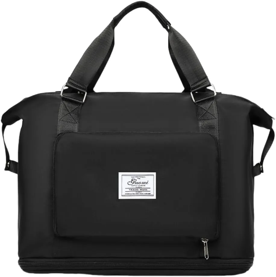 Foldable Travel Backpack with Dry-Wet Separation, Large Capacity, Expandable Base & Multi-Way Carry for Short Trips & Fitness (Black)