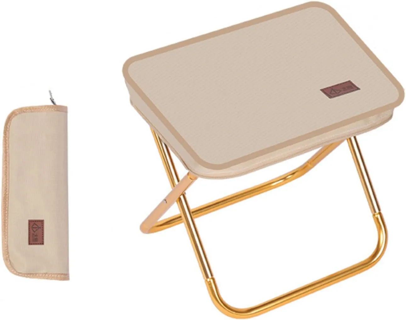 Folding Camping Stool Portable Folding Stool Quick storage BBQ Fishing with Carry Bag Lightweight Design Can Be Put Into Trouser Pocket (Khaki Small)