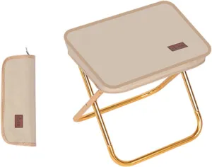 Folding Camping Stool Portable Folding Stool Quick storage BBQ Fishing with Carry Bag Lightweight Design Can Be Put Into Trouser Pocket (Khaki Small)