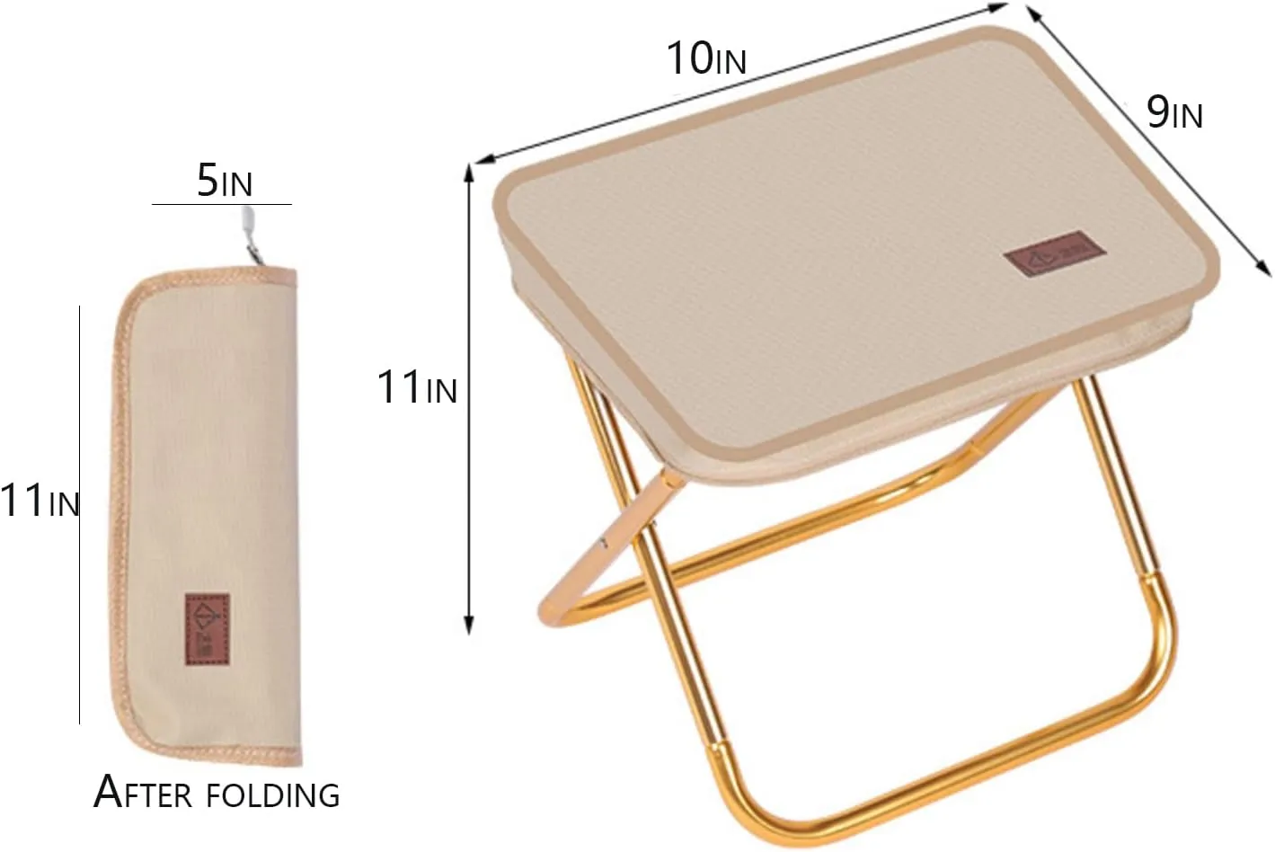 Folding Camping Stool Portable Folding Stool Quick storage BBQ Fishing with Carry Bag Lightweight Design Can Be Put Into Trouser Pocket (Khaki Small)