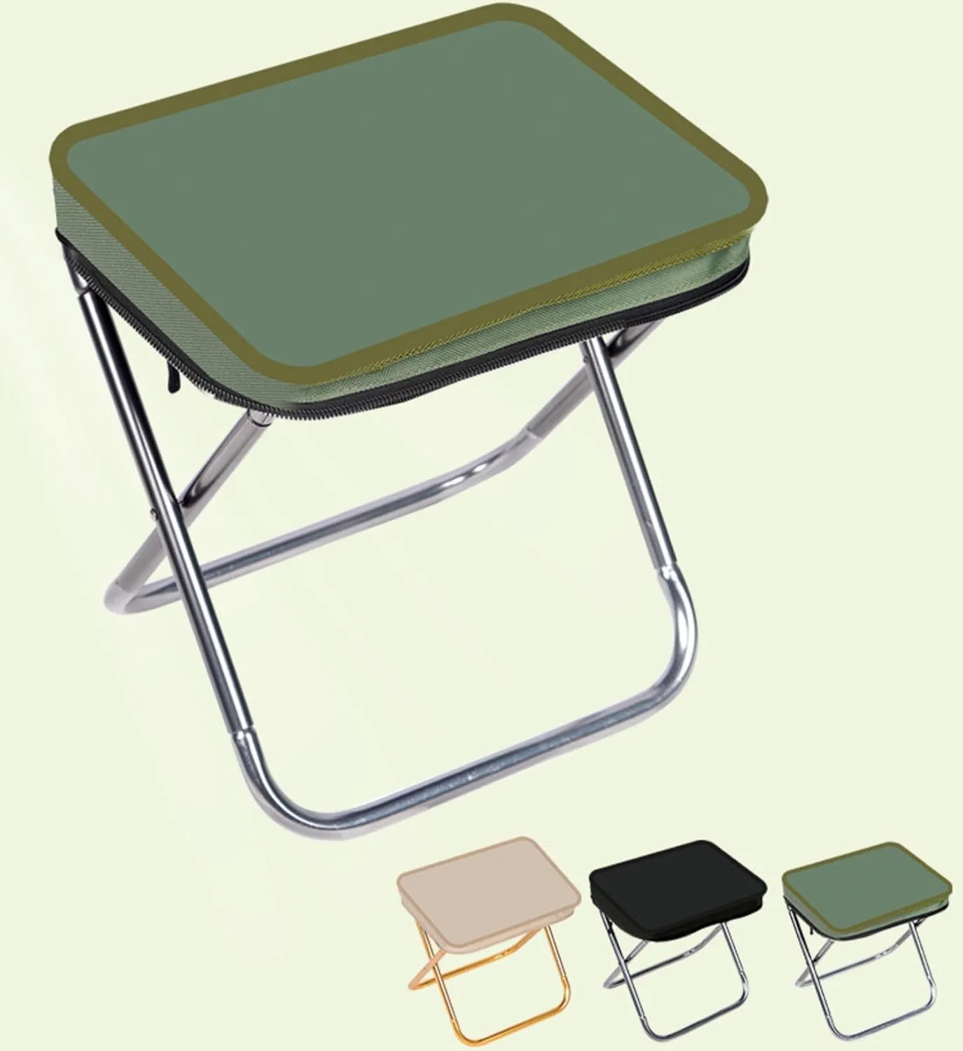 Folding Camping Stool Portable Folding Stool Quick storage BBQ Fishing with Carry Bag Lightweight Design Can Be Put Into Trouser Pocket (Khaki Small)