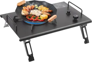 Folding Single Burner Gas Stove, 13648 BTUs Foldable Table Stove, Portable Gas Stove with Carrying Handle for Outdoor Cooking,Hiking, Camping, Black
