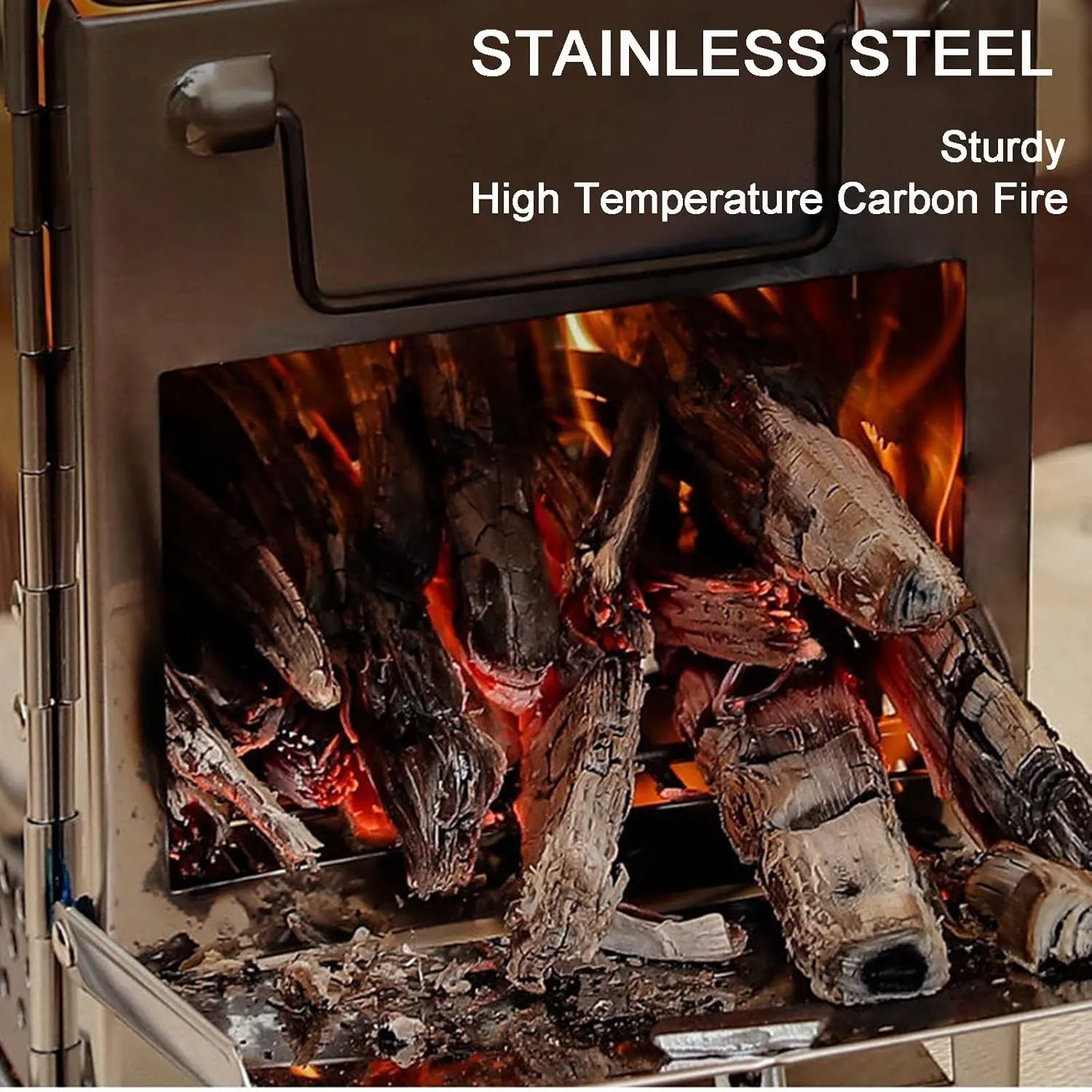 Folding Stove for Camping, Wood Stove Portable Campfire, Camping Cookware, Wood Burner Stove Stainless Steel Foldable, Camping Tent Grill Wood Stove, with Grill   Tote Bag(M)