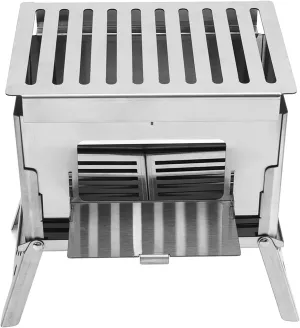 Folding Wood Burning Stove Portable Detachable Backpacking Stove with Air Inlet for 2-3 Persons Collapsible Stainless Steel Camp Stove for Outdoor Cooking Picnic Hiking BBQ