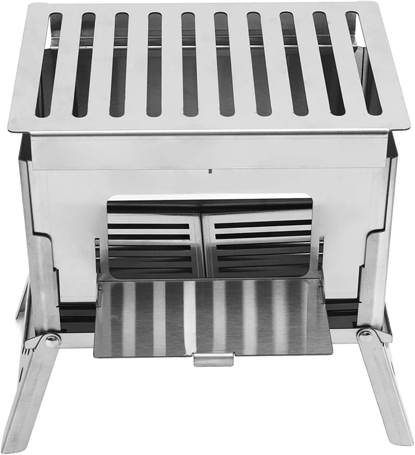 Folding Wood Burning Stove Portable Detachable Backpacking Stove with Air Inlet for 2-3 Persons Collapsible Stainless Steel Camp Stove for Outdoor Cooking Picnic Hiking BBQ