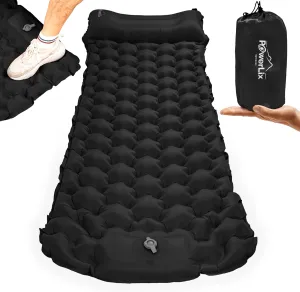 Foot Pump Inflatable Sleeping Pad for Camping with Built - in Pillow, Lightweight and Portable Outdoor Camping Air Mattress, Perfect for Backpacking, Hiking, and Traveling - Black