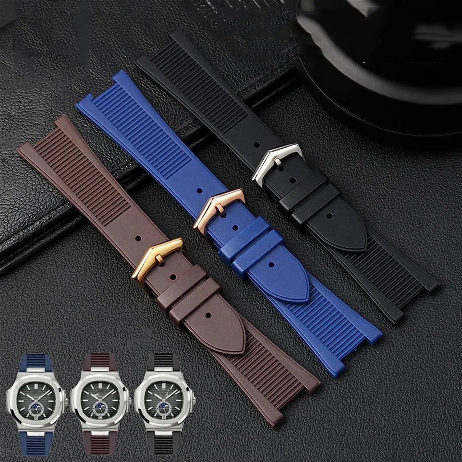For Patek Philippe Nautilus 5711 5712G Silicone black blue brown wristband Sports Rubber Watch band