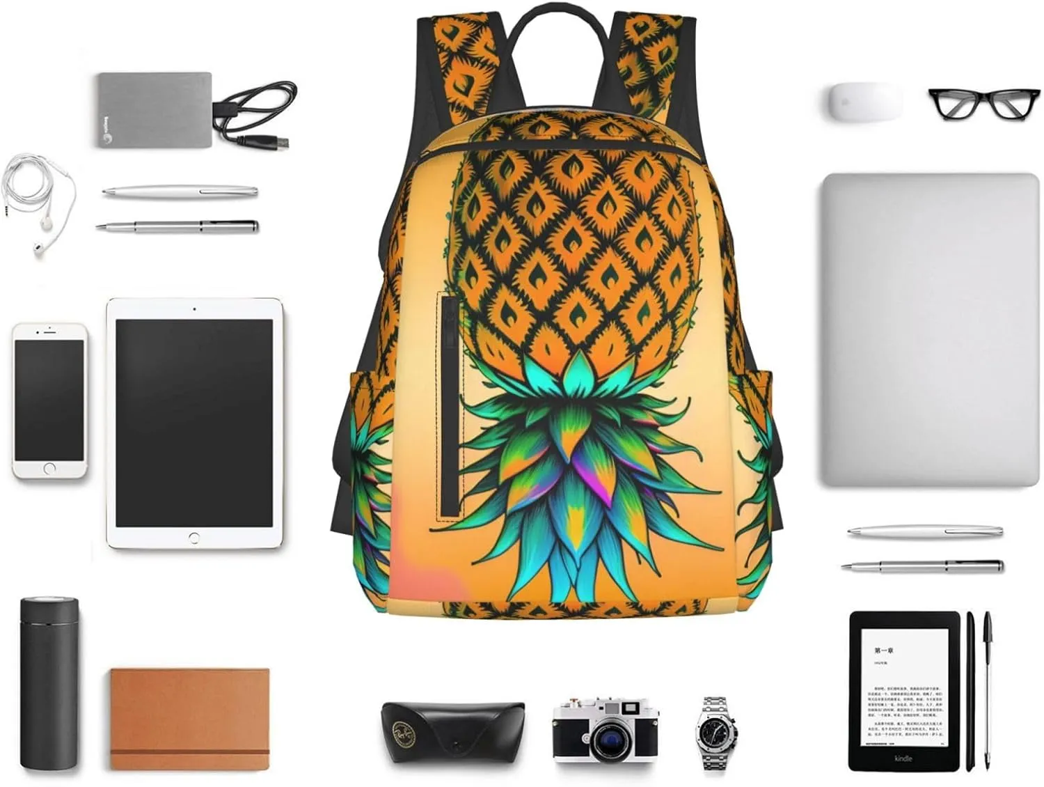 For Upside Down Pineapple backpack bookbags casual laptop lightweight bag travel laptop daypack