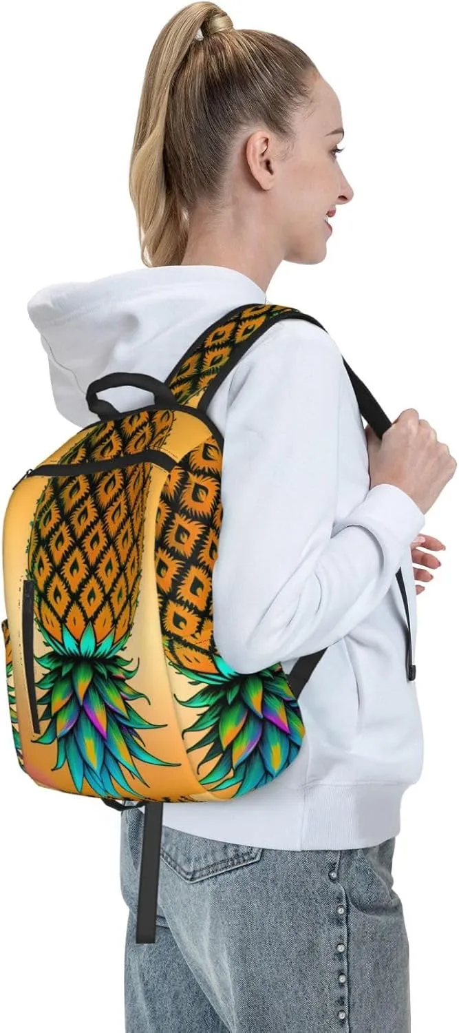 For Upside Down Pineapple backpack bookbags casual laptop lightweight bag travel laptop daypack