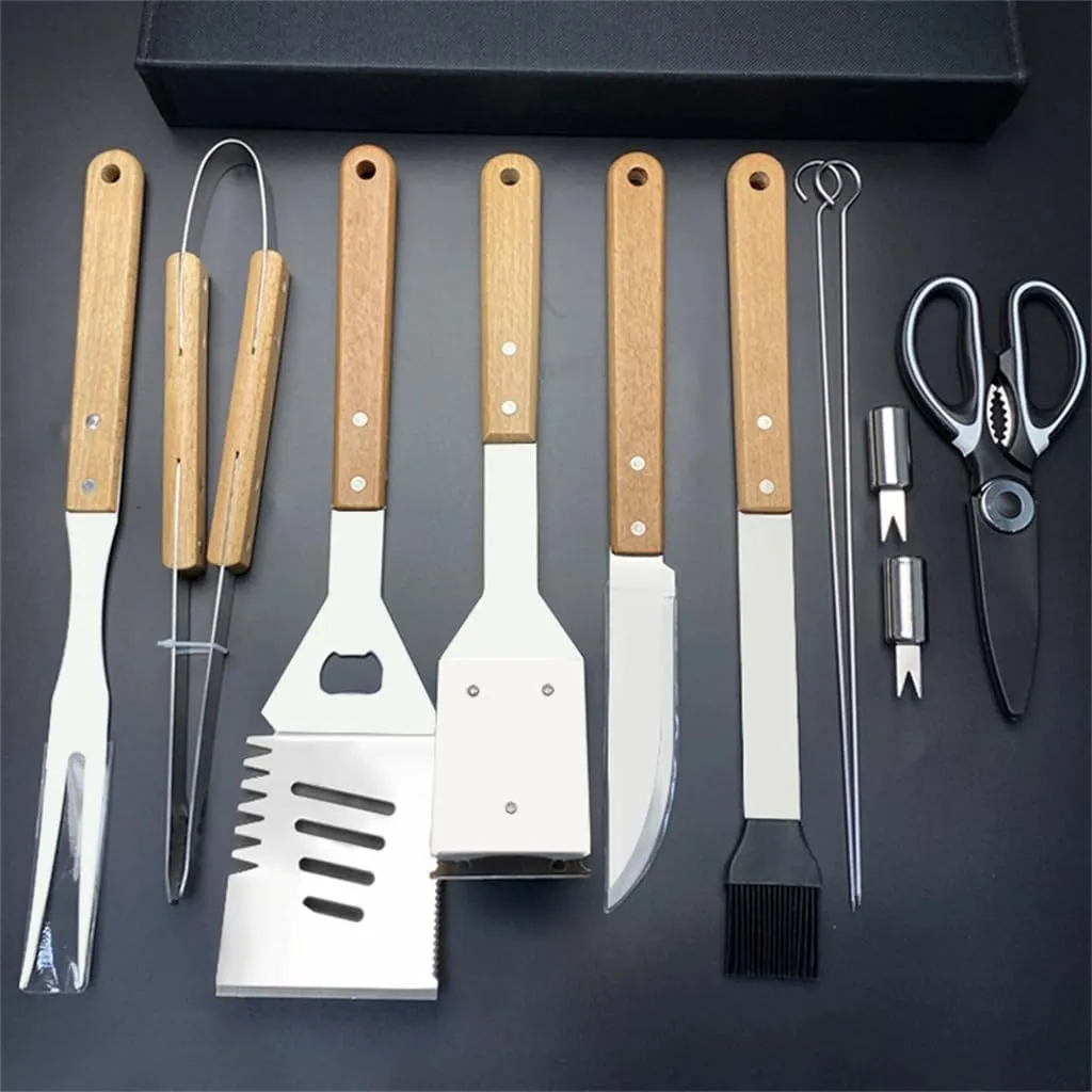 Fork Shovel Clip BBQ Accessories Cloth Bag Stainless Steel Baking Set