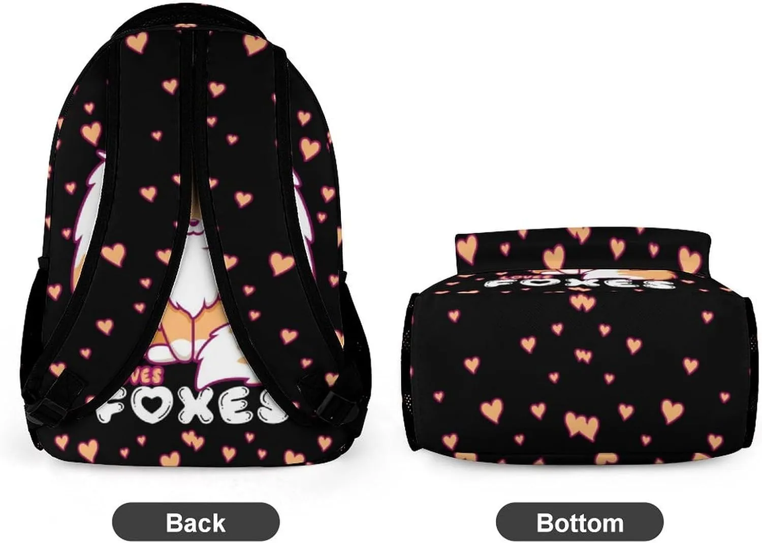 Fox School Backpack for Kids Girls Boys, 16 Inch Cute Foxes Themed Bookbag, Personalized School Backpack for Students Children, Lightweight, Large Capacity
