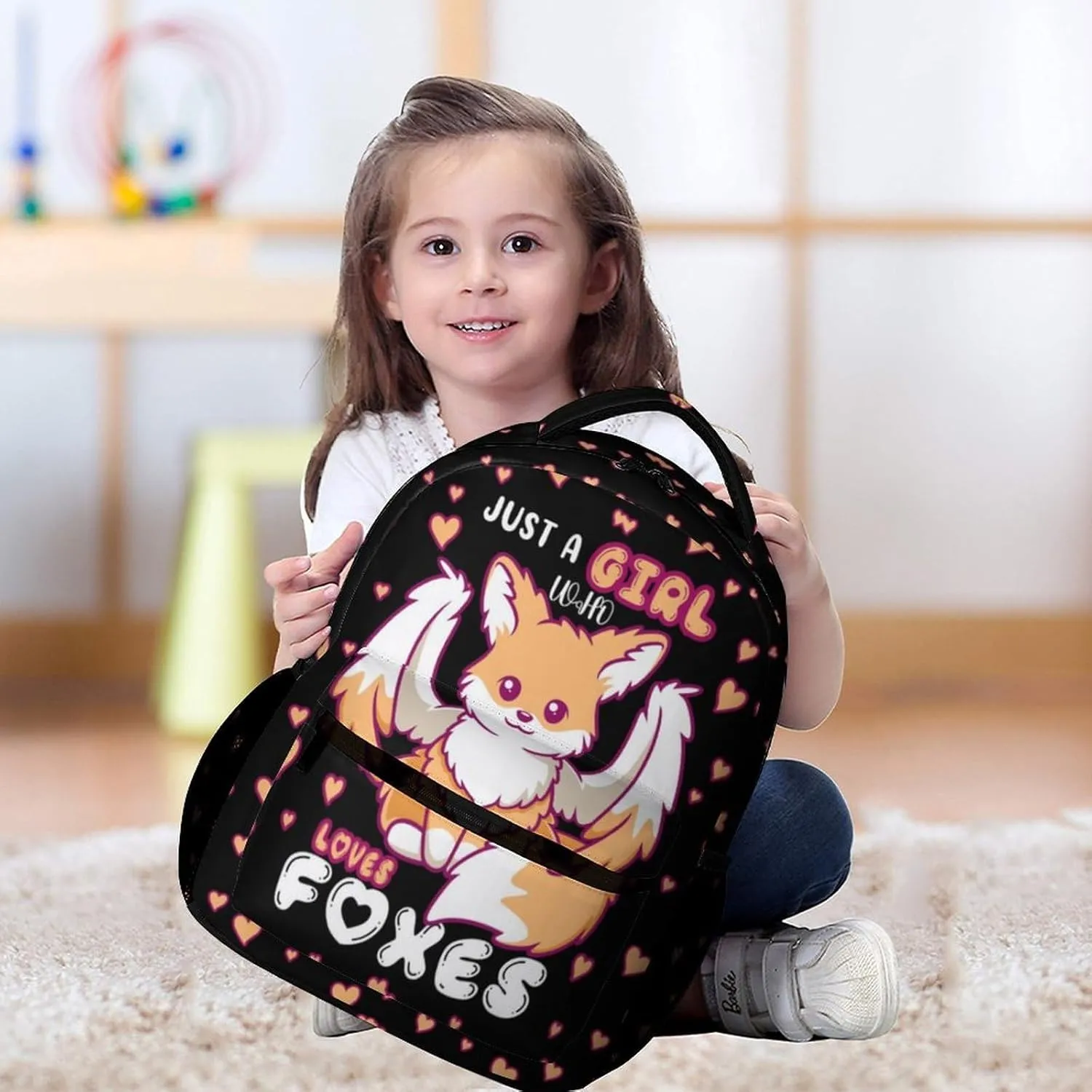 Fox School Backpack for Kids Girls Boys, 16 Inch Cute Foxes Themed Bookbag, Personalized School Backpack for Students Children, Lightweight, Large Capacity