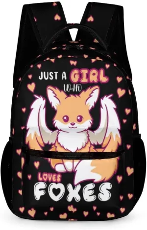 Fox School Backpack for Kids Girls Boys, 16 Inch Cute Foxes Themed Bookbag, Personalized School Backpack for Students Children, Lightweight, Large Capacity