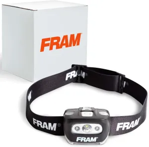 FRAM FAC40008 Headlamp Flashlight with White & Red Light, Comfortable Headband, Survival Gear, Waterproof lamp.