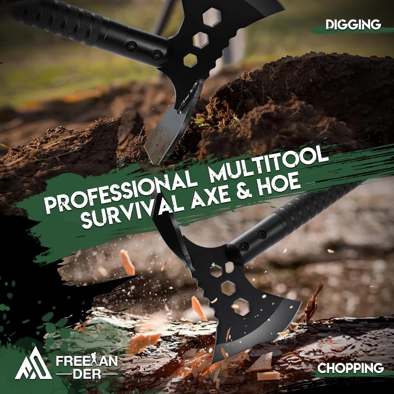 Freelander Tactical Axe 2 Pack, Sharp Tomahawk with Sheath, Portable Tomahawk with Clip and Bottle Opener, Durable Survival Hatchet for Emergency, Hiking and Camping (Multi-Functional Camping Axe)