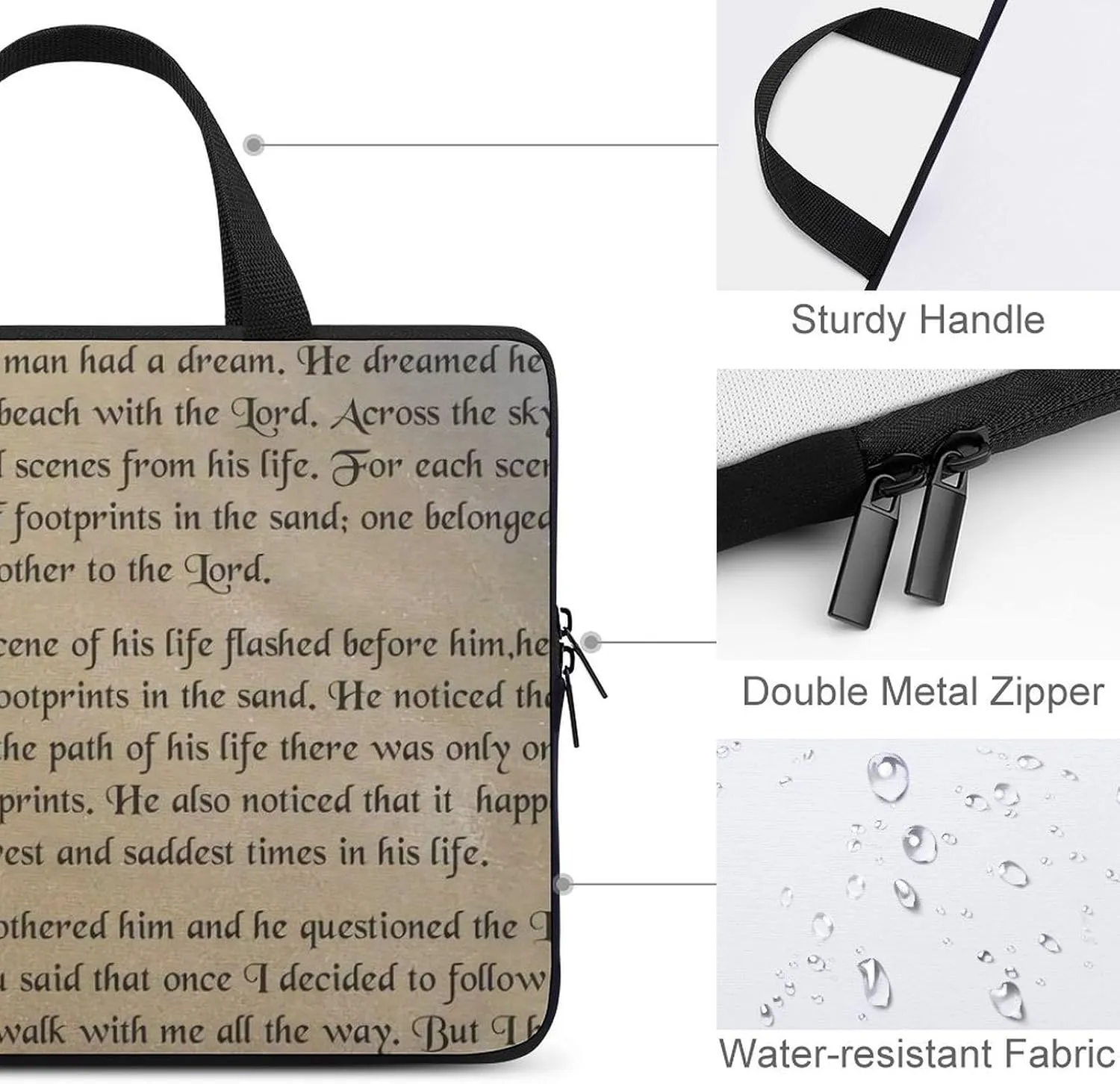French Engraved Floral Toile Laptop Bag Waterproof Dustproof Crack Proof Large Capacity