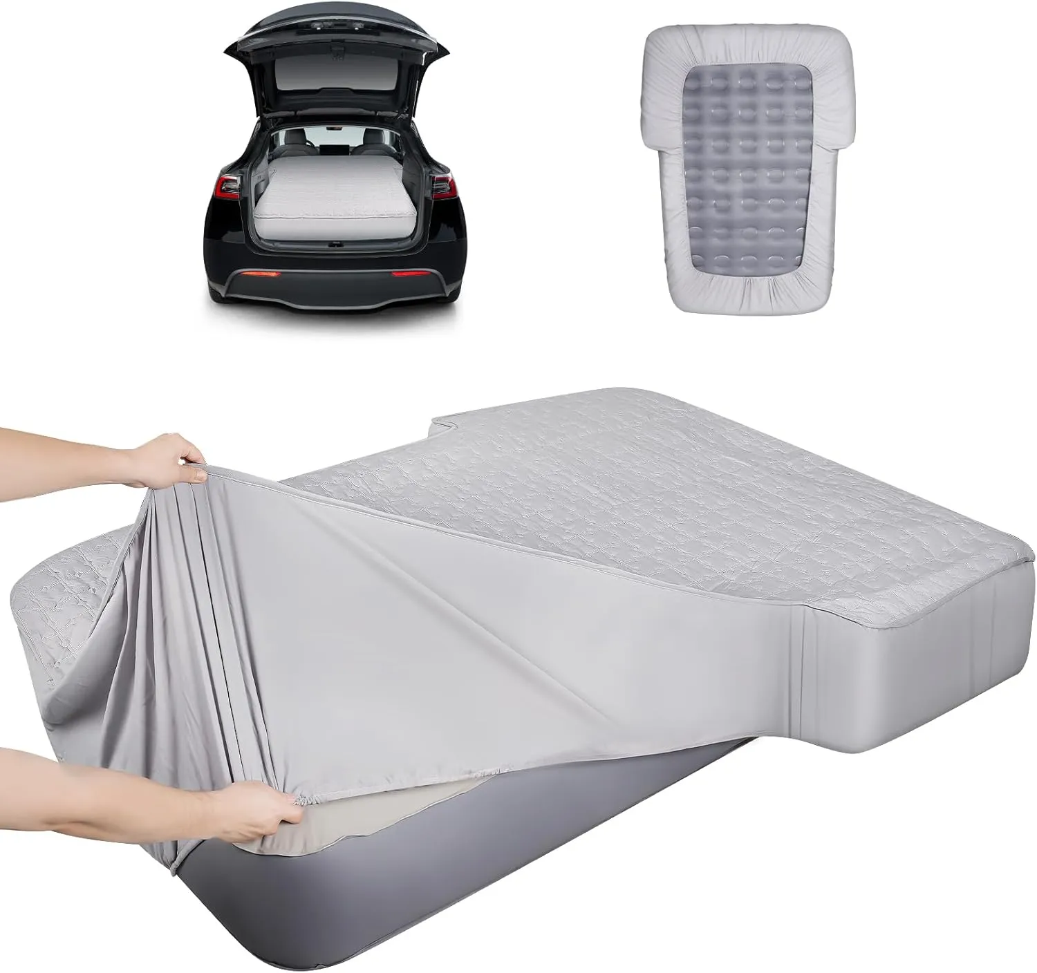 Full Sheets for SUV Air Mattress, Car Bed Air Mattress Deep Pocket Fitted Sheet for SUV Mattress Dirt Resistant, Ultra Soft TPU Waterproof (Grey)