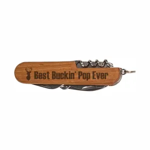 Funny Grandpa Knife Best Buckin Pop Ever Wooden 8-Function Multi-Tool Pocket Knife Laser Engraved Dark Wood