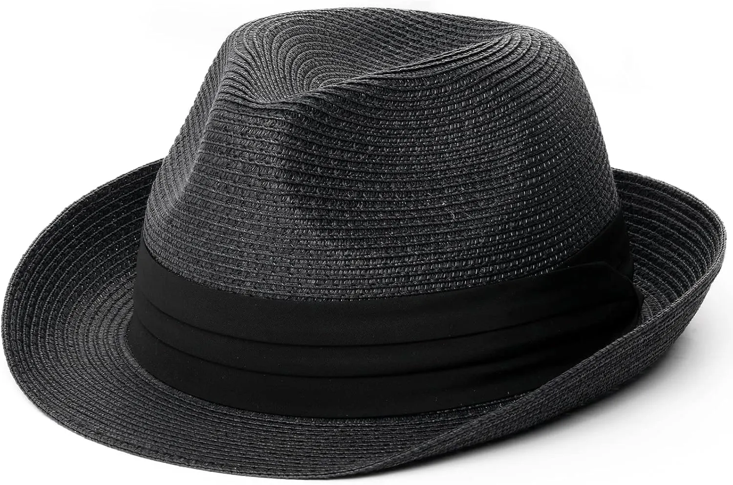 FURTALK Fedora Straw Sun Hat for Men Women Foldable Roll Up Short Brim Trilby Hat Panama Beach Hat UPF 80 