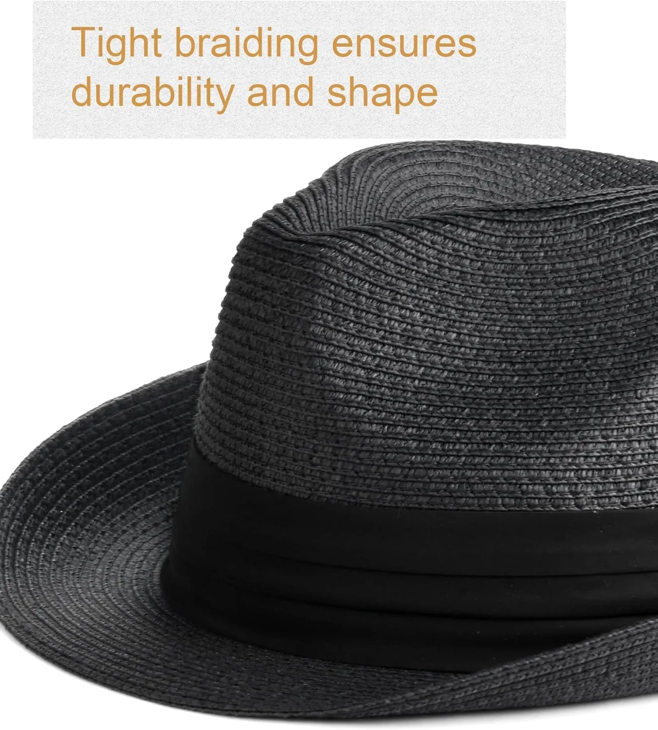 FURTALK Fedora Straw Sun Hat for Men Women Foldable Roll Up Short Brim Trilby Hat Panama Beach Hat UPF 80 