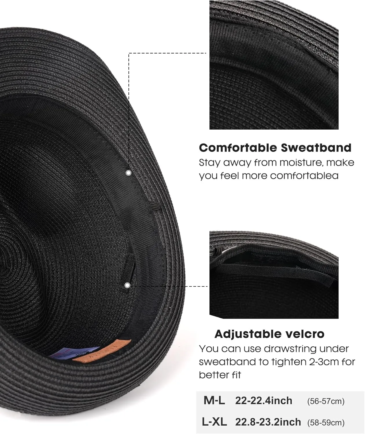 FURTALK Fedora Straw Sun Hat for Men Women Foldable Roll Up Short Brim Trilby Hat Panama Beach Hat UPF 80 