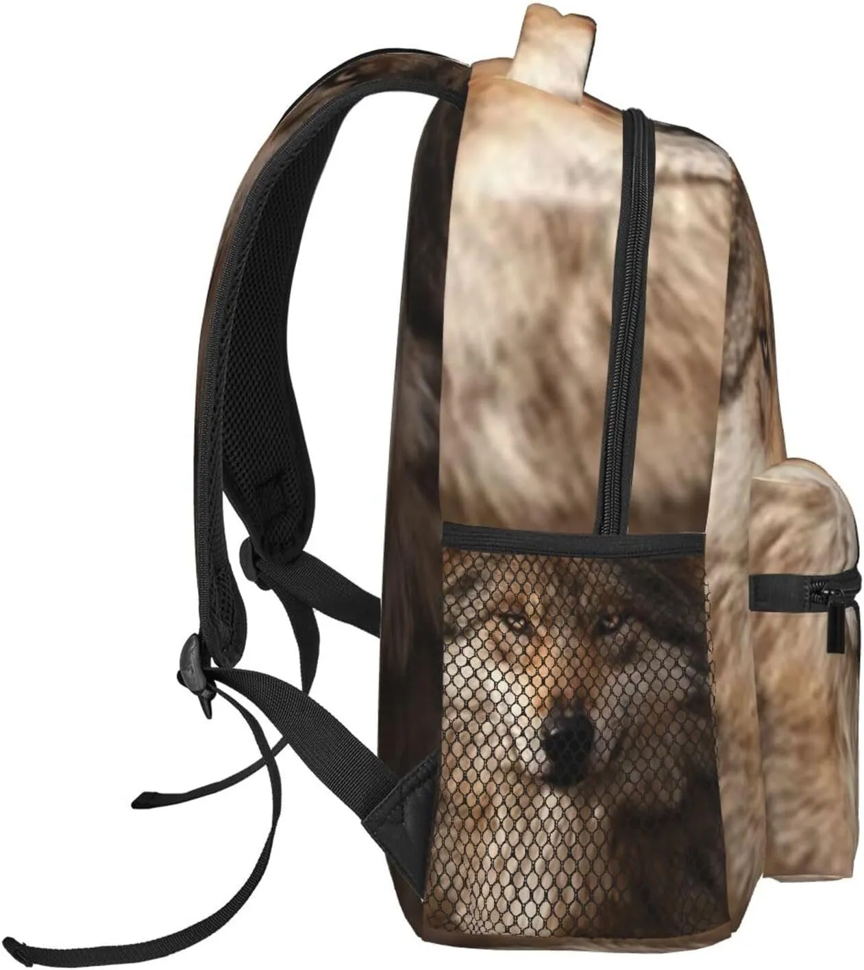 G-ray Wolf Lightweight Casual Student Backpack With Adjustable Shoulder Straps And Cushioned Back For Comfort Black