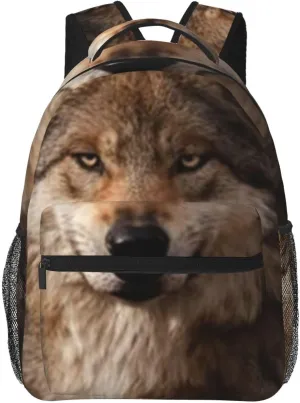 G-ray Wolf Lightweight Casual Student Backpack With Adjustable Shoulder Straps And Cushioned Back For Comfort Black
