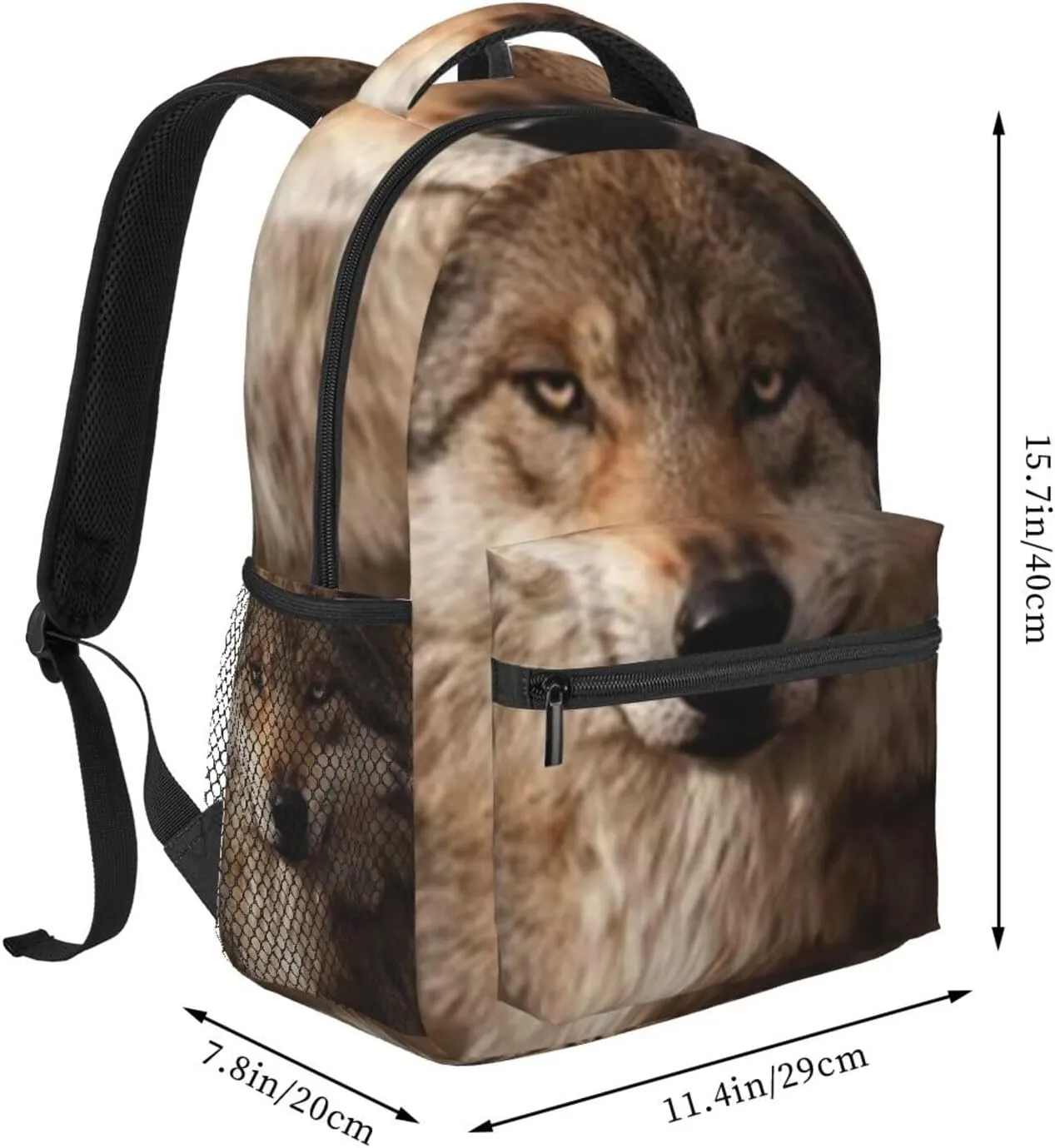 G-ray Wolf Lightweight Casual Student Backpack With Adjustable Shoulder Straps And Cushioned Back For Comfort Black