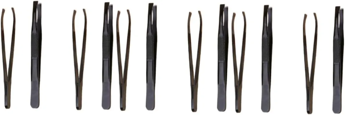 GALPADA 3sets 4pcs Stainless Steel Eyebrow Grooming Eyebrow Clips Tweezers Trimmer for Precise Shaping Durable Black Finish and Hair Removal 4pcs*3