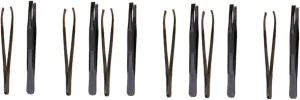GALPADA 3sets 4pcs Stainless Steel Eyebrow Grooming Eyebrow Clips Tweezers Trimmer for Precise Shaping Durable Black Finish and Hair Removal 4pcs*3
