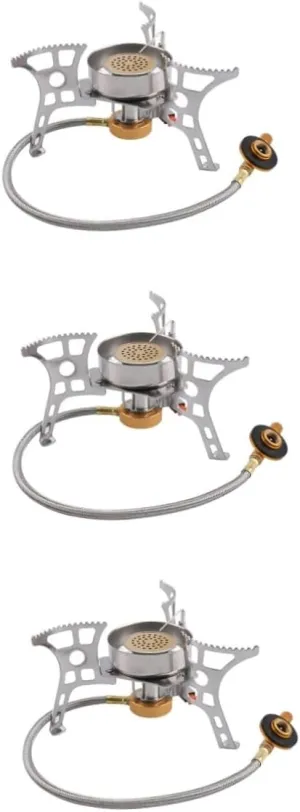 GANAZONO 3pcs Windproof Camping Stove Burner One-step Ignition Lightweight Ideal for Outdoor Activities