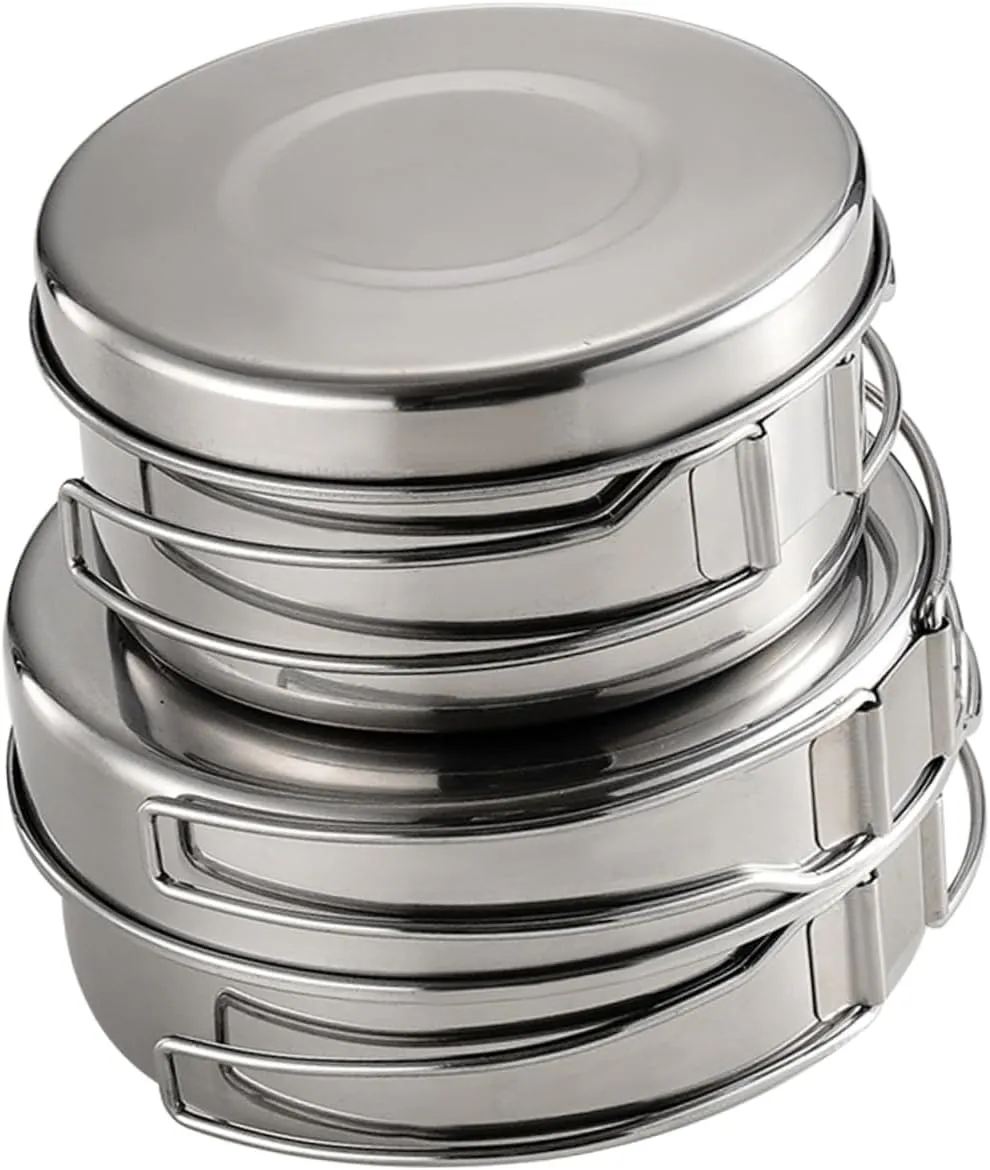GANAZONO Stainless Steel Camping Cookware Set Cooking Pot Pan Kit Portable Cooking Stove for Outdoor Camping Hiking Fishing Compatible