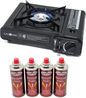 Gas ONE Butane Gas Stove with 4 Butane Fuel Canister Catridge