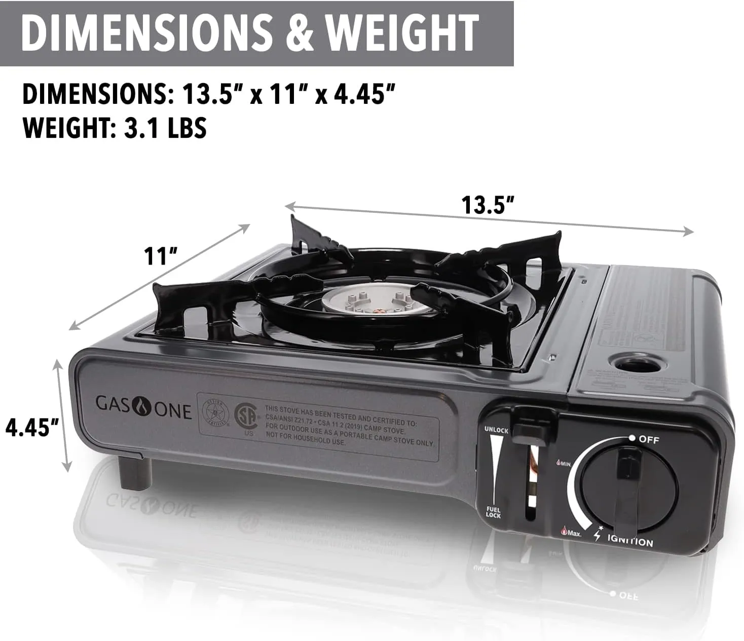 Gas One Butane Gas Stove with 4 Fuel Canister Catridge - Gray