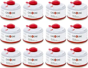 Gas One Camping Fuel Blend Isobutane Fuel Canister 100g (12 Pack)
