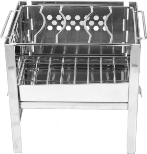 Gas Stove Foldable Stainless Steel Square BBQ Stove with Baffle for Camping Hiking Backpacking
