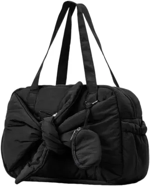 Geerlaqaly handbag,women, Lightweight nylon padded tote bag,DIY bowknot shaped, with coin purse, travel, leisure,daily work