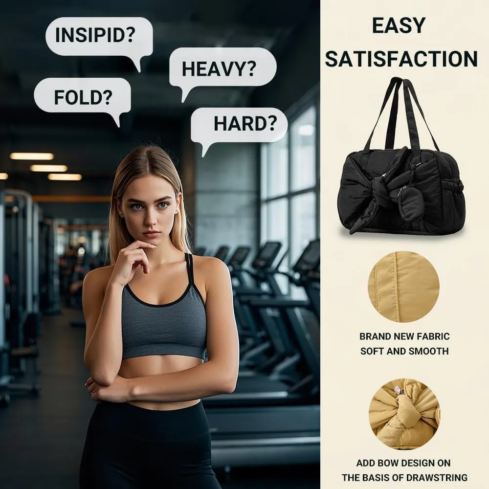Geerlaqaly handbag,women, Lightweight nylon padded tote bag,DIY bowknot shaped, with coin purse, travel, leisure,daily work