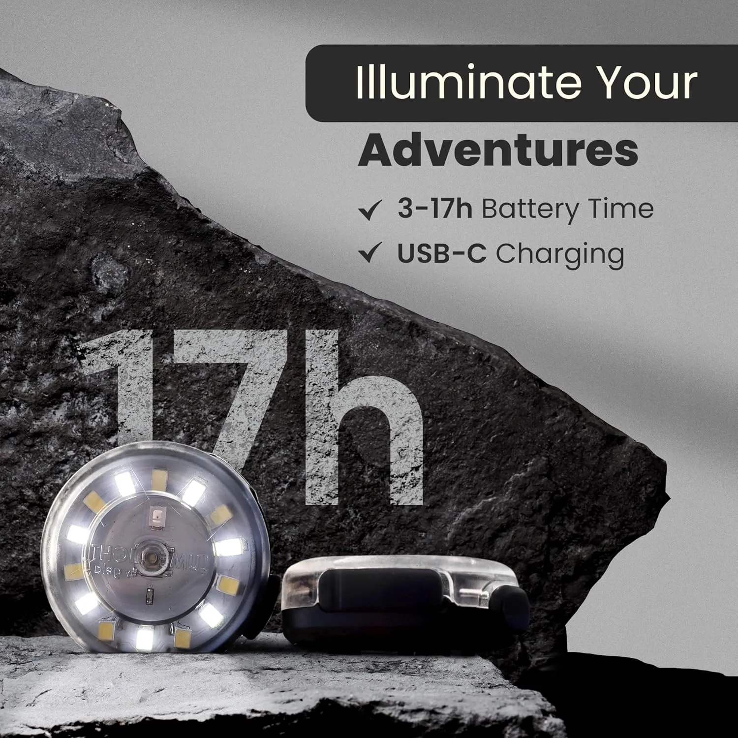 GELALIGHT EDC Flashlight - 350 Lumens, Waterproof, Charge Quickly Rechargeable USB C Light, Wearable Light for Walkers, Portable Hands Free Flashlight, Walking Dog Safety Light for Walking at Night