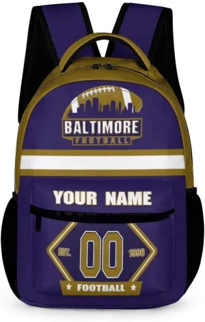 Generic Custom Backpack High Capacity Bag Football Fans Gifts for Men Women Teenager, Add Name & Number, Bal03-r