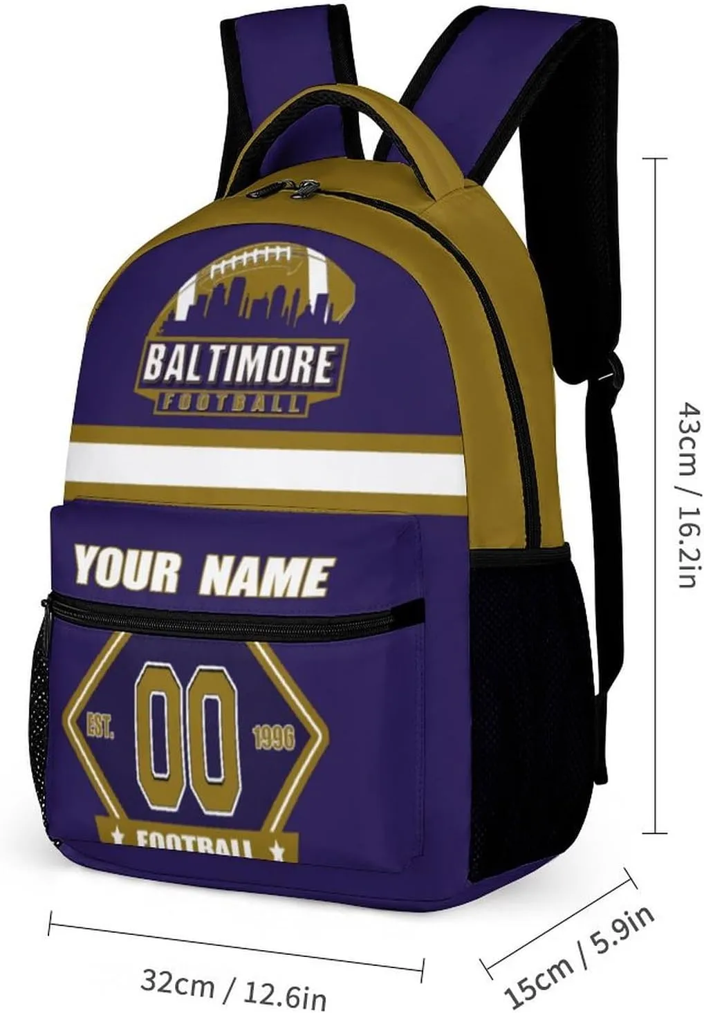 Generic Custom Backpack High Capacity Bag Football Fans Gifts for Men Women Teenager, Add Name & Number, Bal03-r