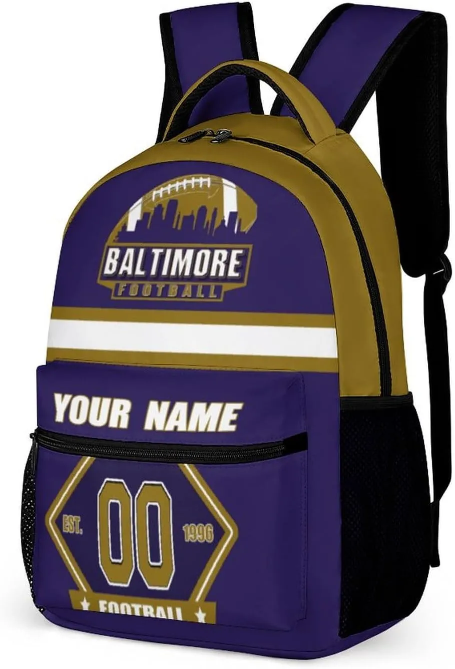 Generic Custom Backpack High Capacity Bag Football Fans Gifts for Men Women Teenager, Add Name & Number, Bal03-r