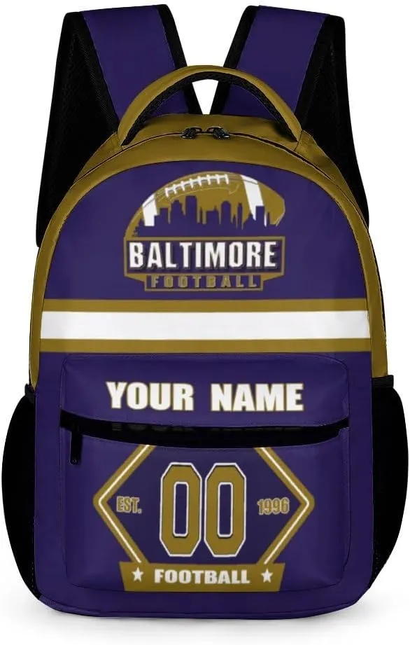 Generic Custom Backpack High Capacity Bag Football Fans Gifts for Men Women Teenager, Add Name & Number, Bal03-r