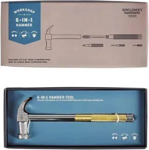 Gentlemen's Hardware 6-in-1 Multi-Tool Stainless Steel Hammer Pocket Tool, Brass