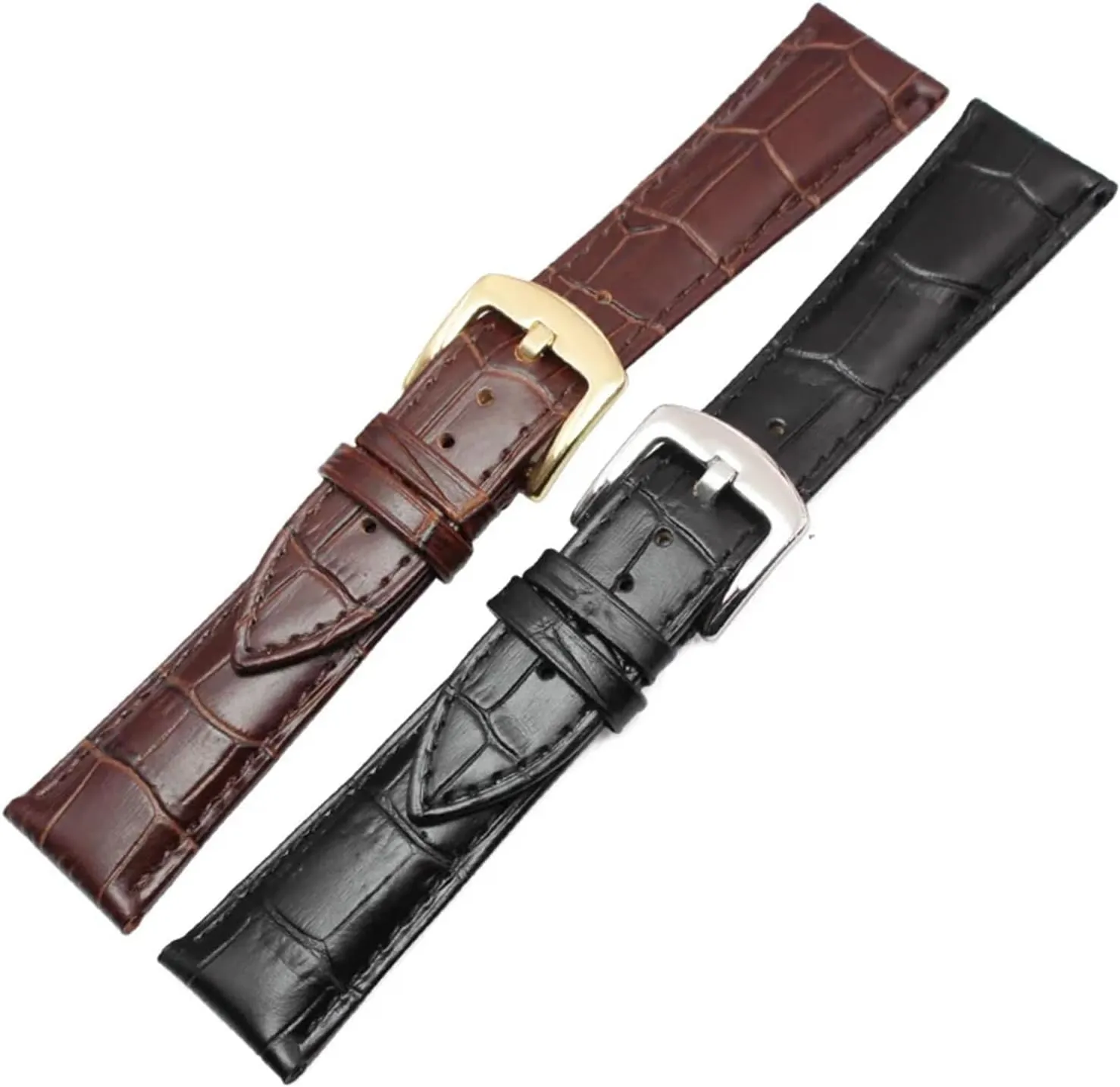 Genuine Leather Watchband Men Black Brown 19mm 20mm 21mm 22mm Soft Strap Watch Accessories and Steel Metal Needle Buckle