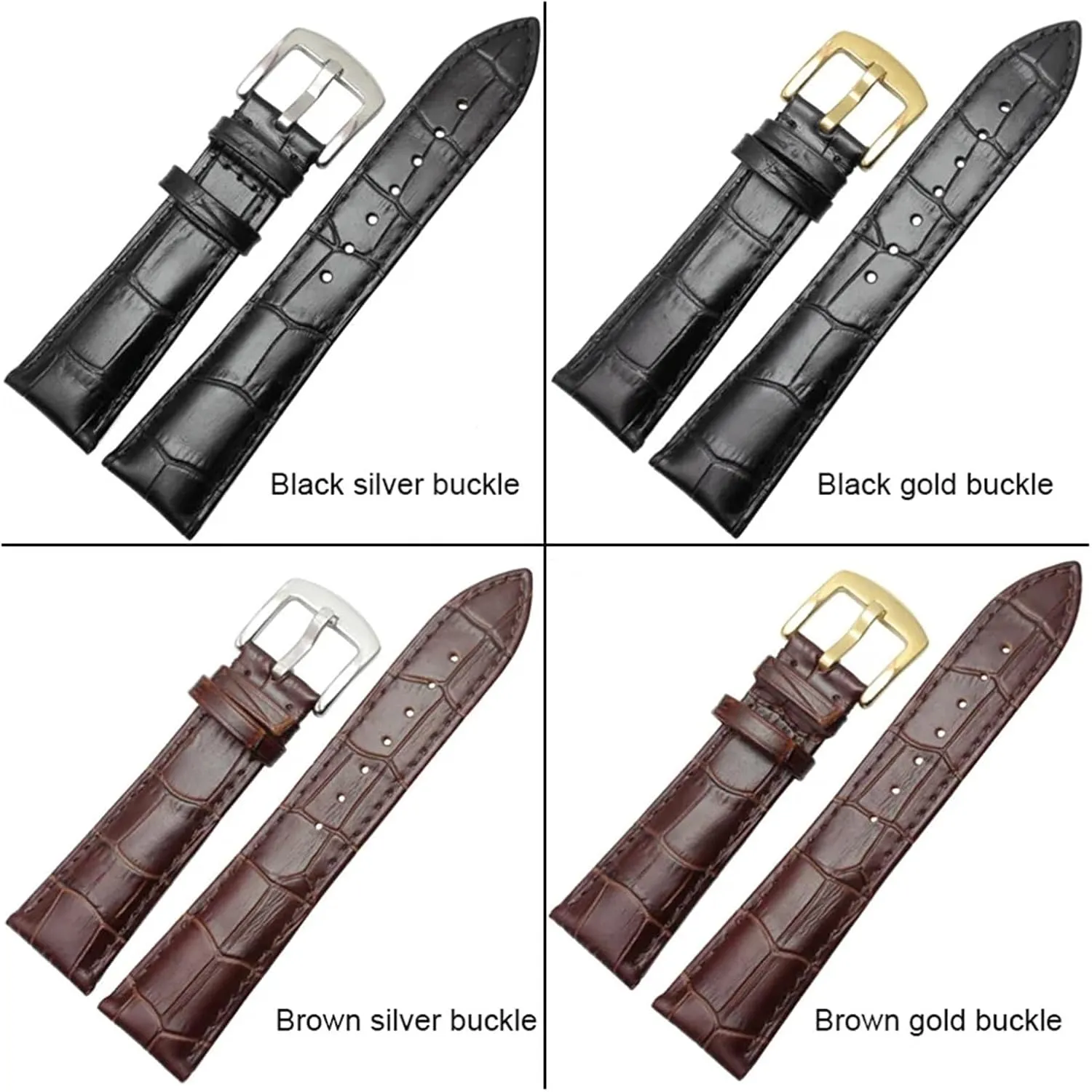 Genuine Leather Watchband Men Black Brown 19mm 20mm 21mm 22mm Soft Strap Watch Accessories and Steel Metal Needle Buckle