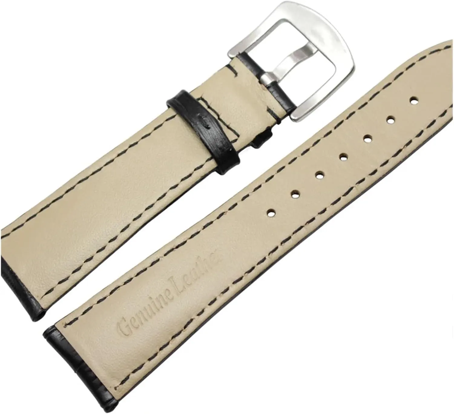 Genuine Leather Watchband Men Black Brown 19mm 20mm 21mm 22mm Soft Strap Watch Accessories and Steel Metal Needle Buckle