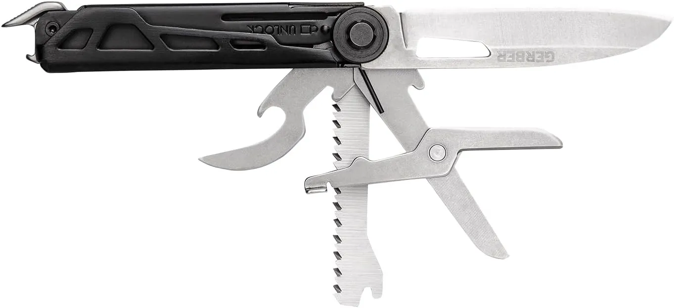 Gerber Gear Armbar Scout 7-in-1 Multi-tool - 2.5" Plain Edge Blade, Hammer, Scissor, Saw - EDC Gear and Equipment - Onyx